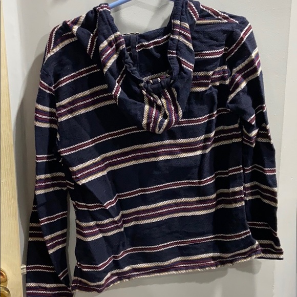 Navy blue striped Baja pullover hoodie - Picture 3 of 3